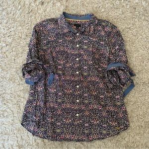 Talbots Floral Printed Collared Button-Up